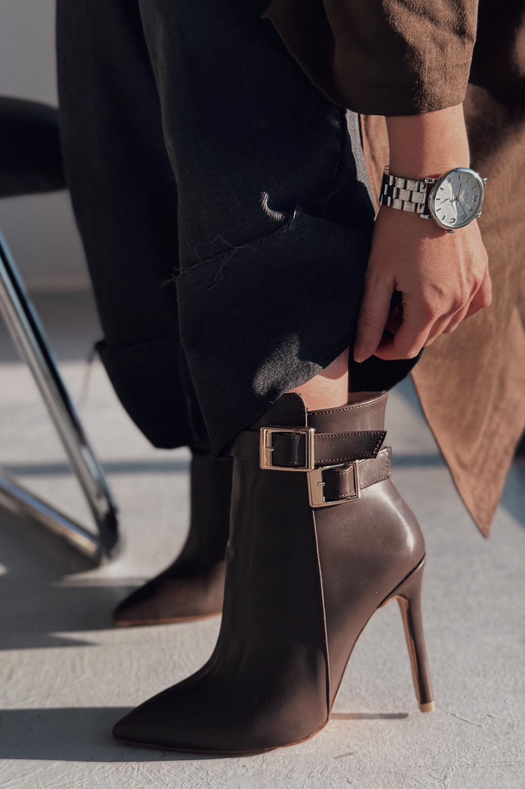 Traxes Mat Deri Toka Detaylı Acı Kahve Kadın Bot - ILOVESHOES