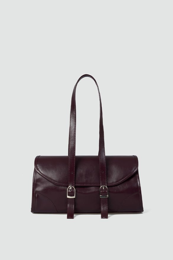 Laretta Vintage Baget Çanta Bordo Mat Deri - ILOVESHOES