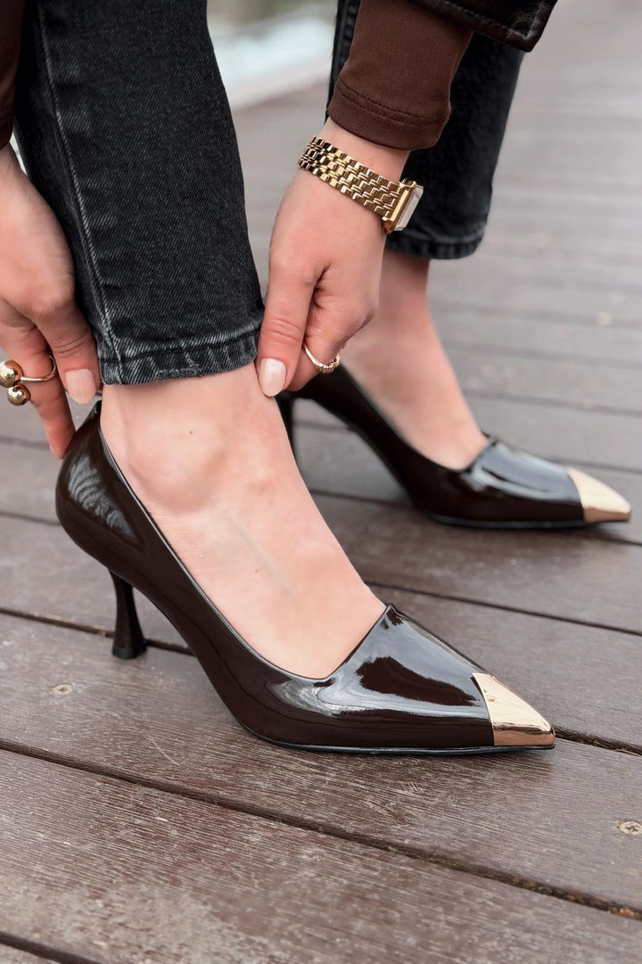 Noctra Stiletto Acıkahve Rugan - ILOVESHOES