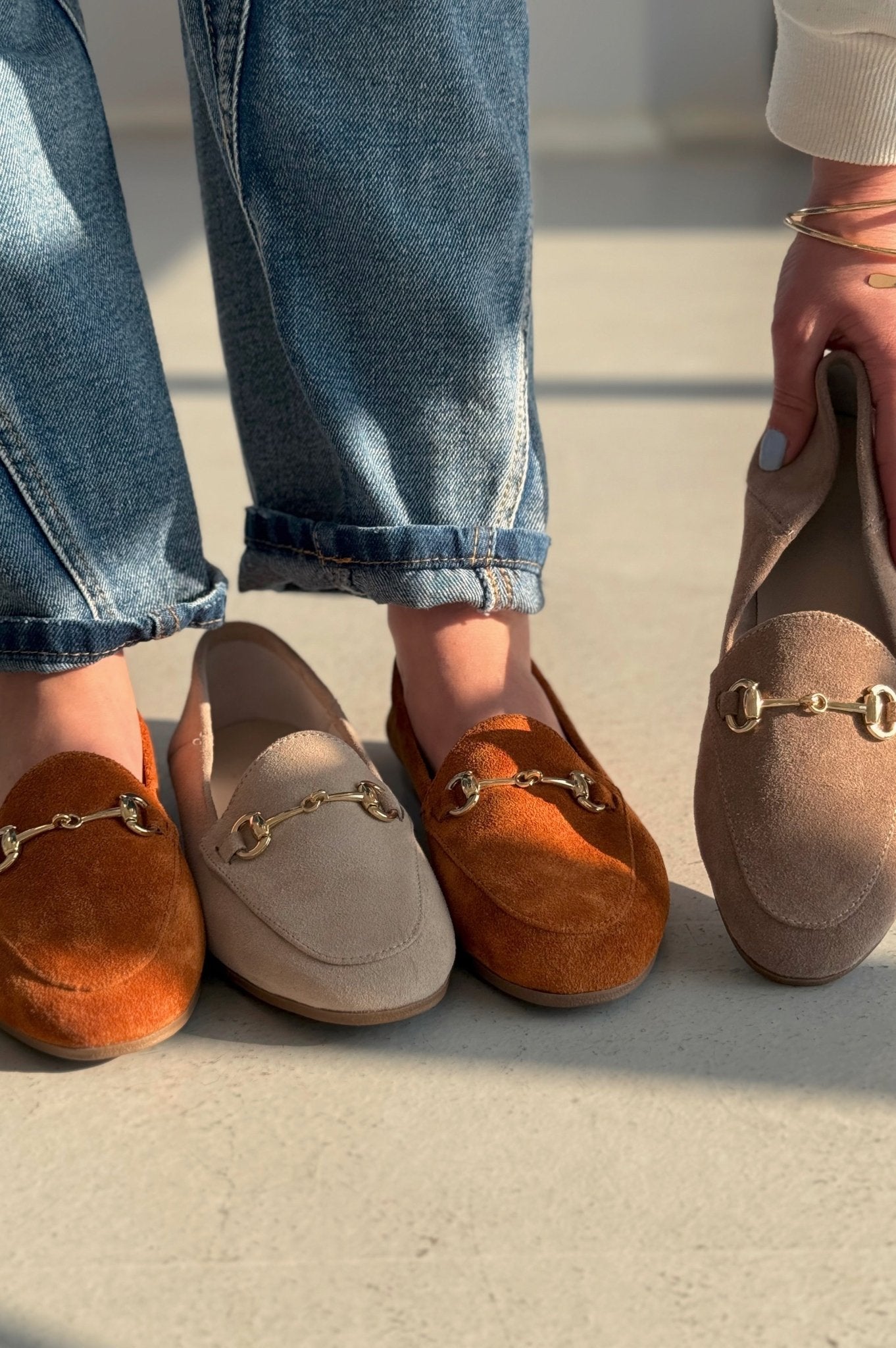 Palvora Hakiki Süet Toka Detaylı Kadın Loafer Kahverengi - ILOVESHOES