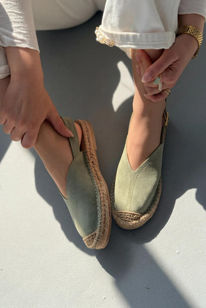 Orveth Yeşil Hakiki Süet Kadın Espadril - ILOVESHOES