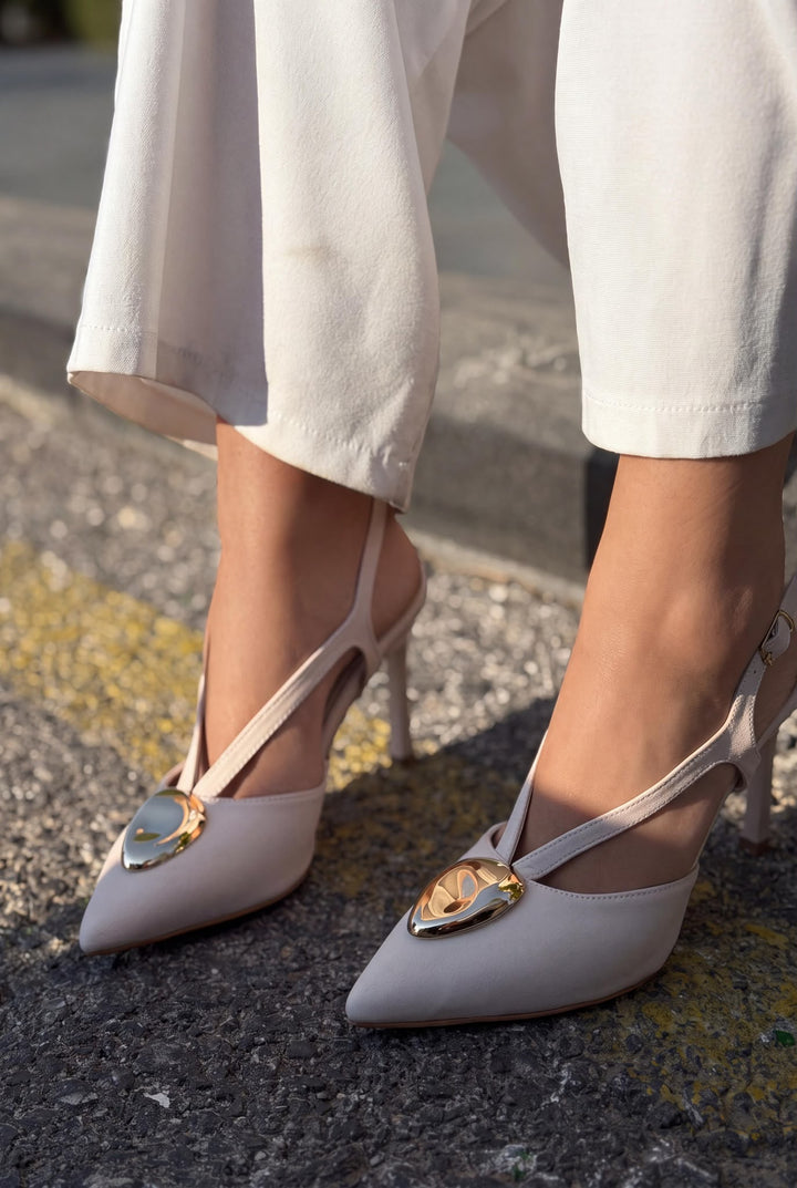 Luvieva Bej Saten Kadın Stiletto