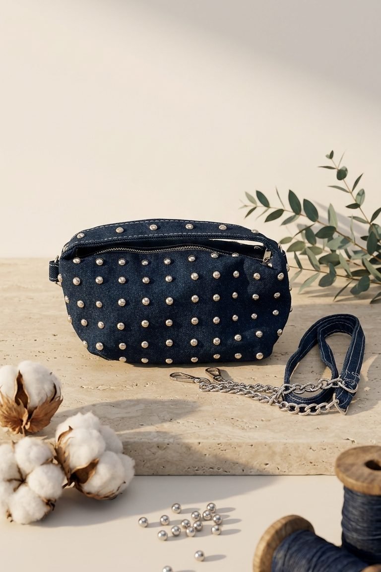 Wilen Lacivert Jean Zımbalı Kadın Çanta - ILOVESHOES