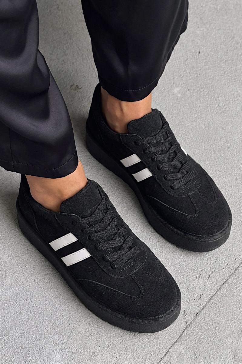 Vireo Kadın Spor Ayakkabı Siyah Süet - ILOVESHOES