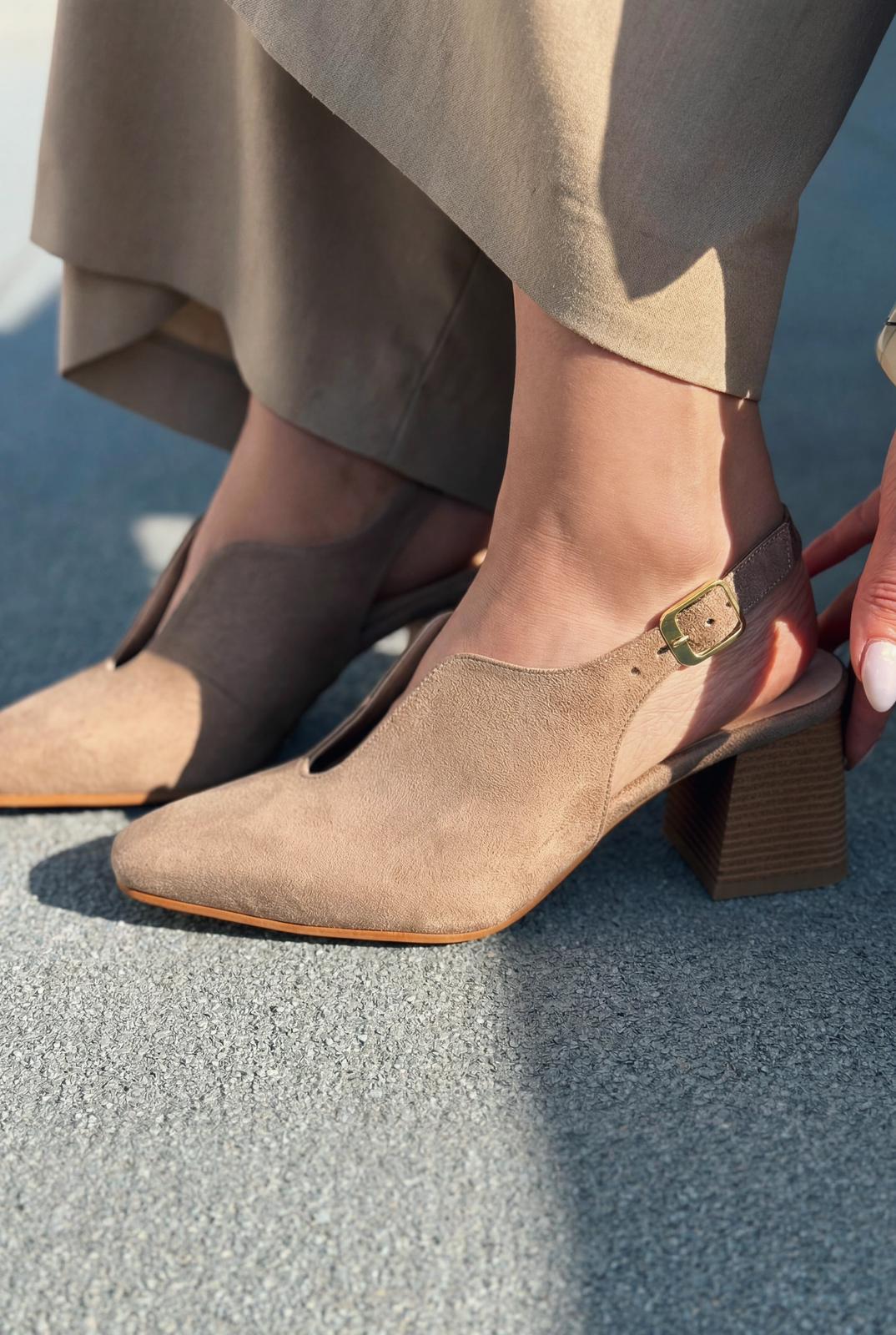 Pelora Vizon Süet Kadın Topuklu Ayakkabı - ILOVESHOES