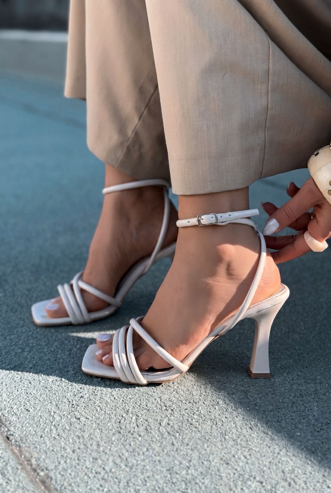 Velisse Bej Rugan Kadın Topuklu Sandalet - ILOVESHOES