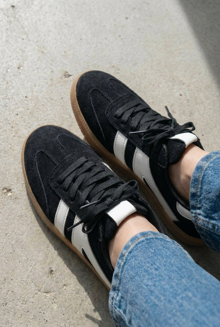 Moriel Süet Siyah Termo Taban Kadın Spor Ayakkabı - ILOVESHOES