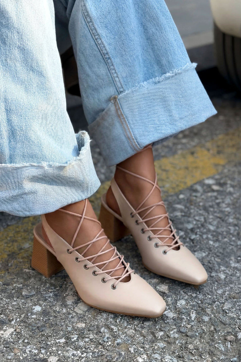 Yorella Topuklu Ayakkabı Nude Mat Deri - ILOVESHOES