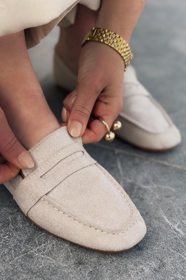 Orvino Bej Süet Günlük Kadın Babet - ILOVESHOES