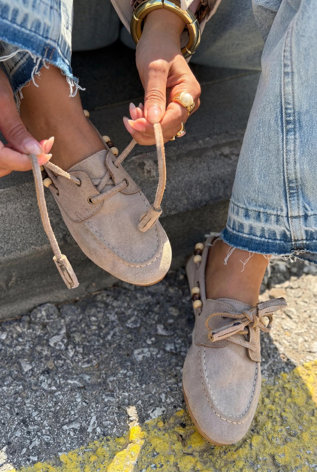Brion Kadın Oxford Ayakkabı Vizon Süet - ILOVESHOES
