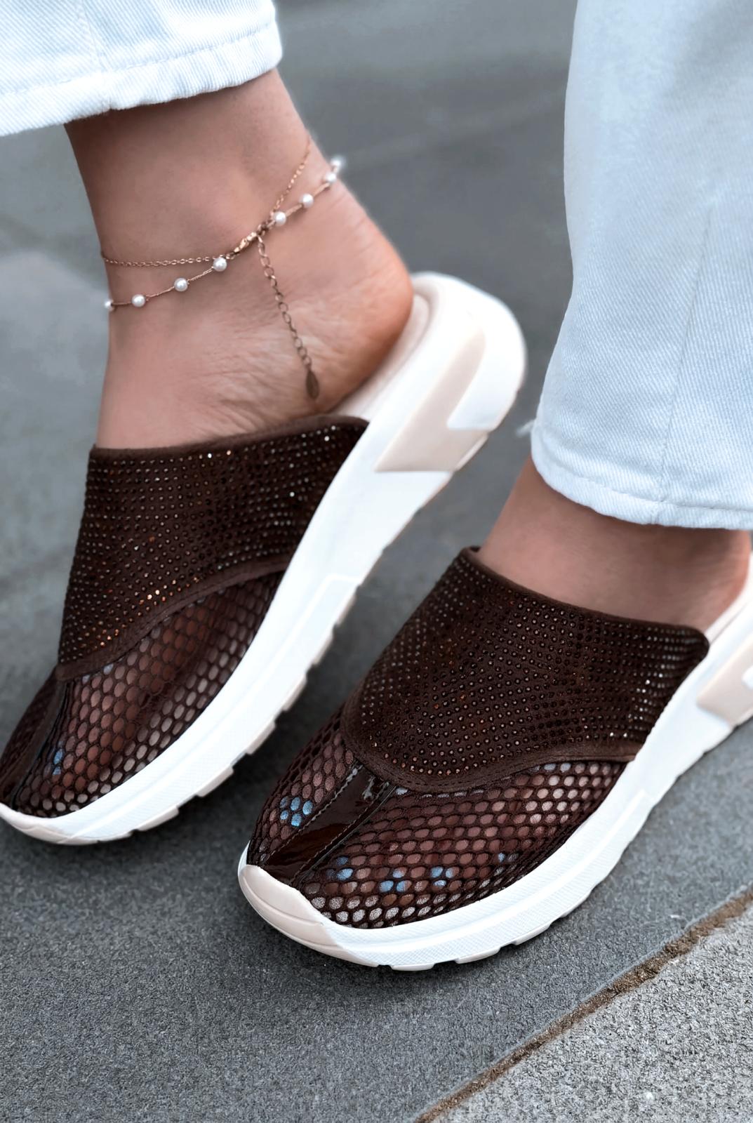 Selrin Kadın Spor Terlik Acıkahve - ILOVESHOES