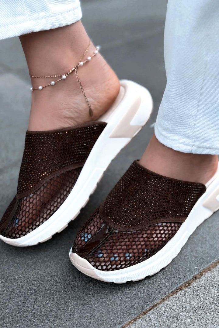 Selrin Kadın Spor Terlik Acıkahve - ILOVESHOES