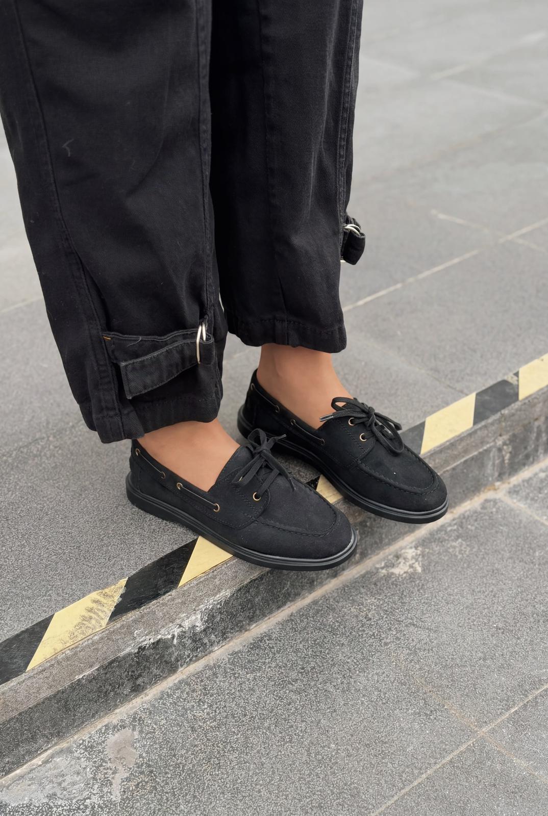 Morin Kadın Oxford Ayakkabı Siyah Süet - ILOVESHOES