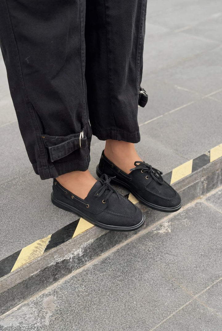 Morin Kadın Oxford Ayakkabı Siyah Süet - ILOVESHOES