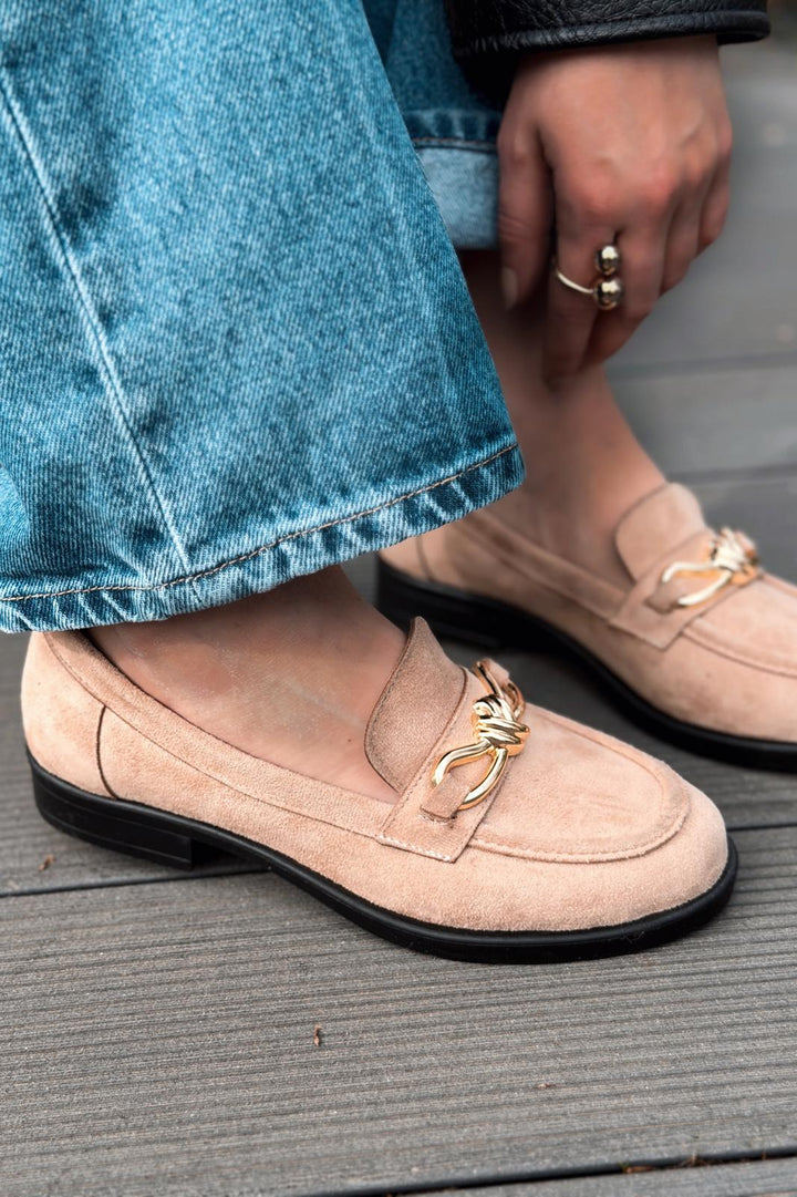 Norel Kadın Loafer Camel Süet Fiyonk Detaylı - ILOVESHOES