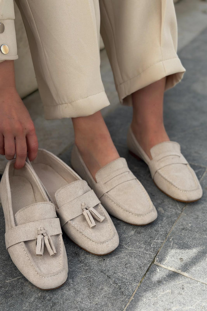 Orvino Bej Süet Günlük Kadın Babet - ILOVESHOES