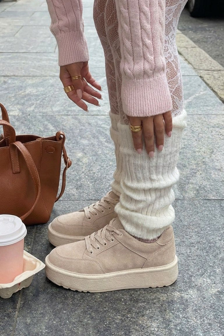 Ruvo Bej Süet Kadın Spor Ayakkabı - ILOVESHOES