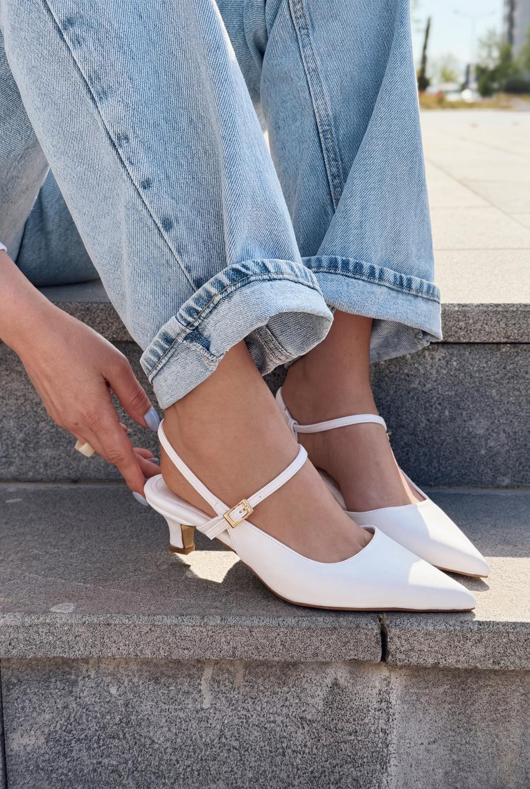Torev Beyaz Mat Deri Kadın Stiletto - ILOVESHOES