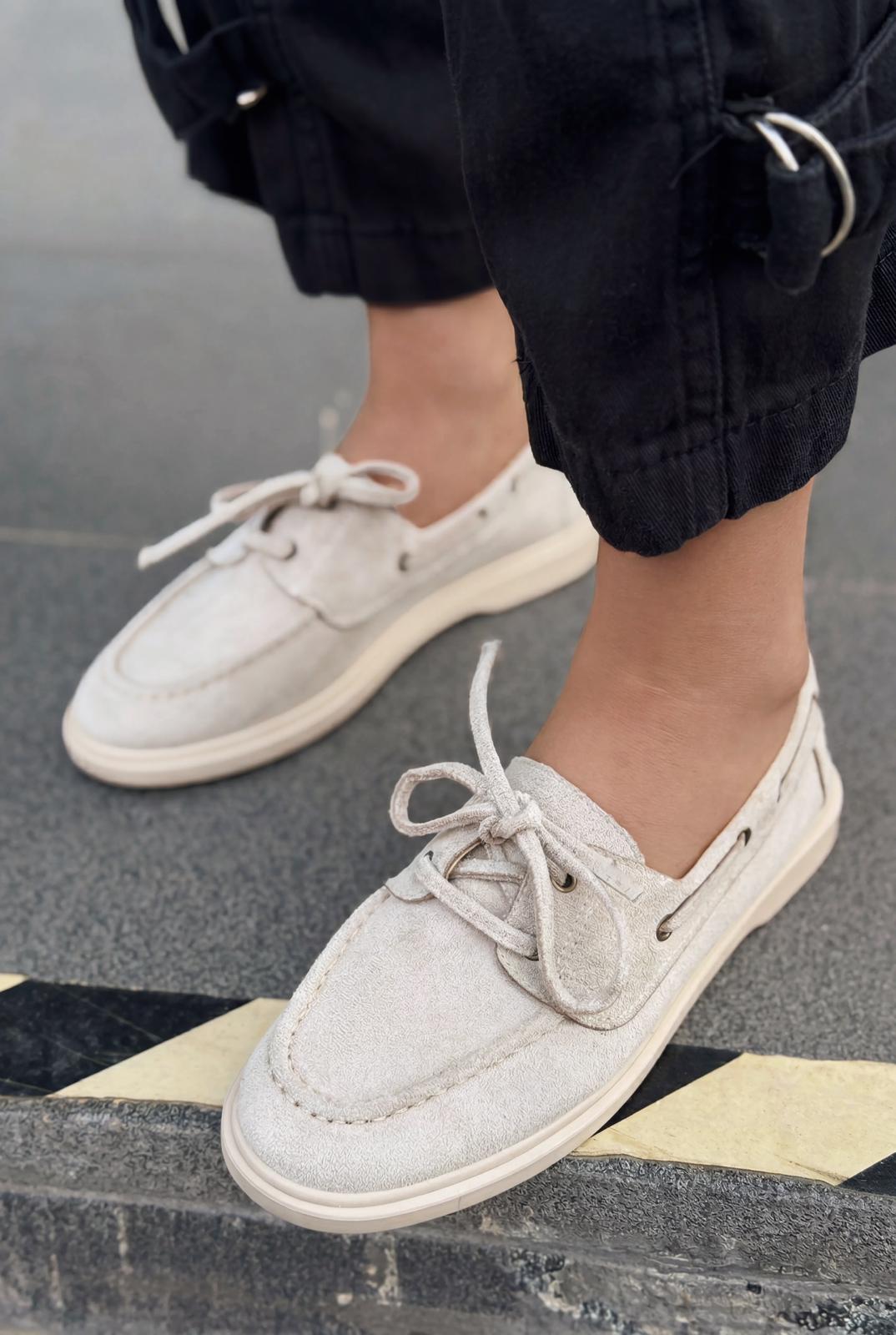 Morin Kadın Oxford Ayakkabı Bej Süet - ILOVESHOES