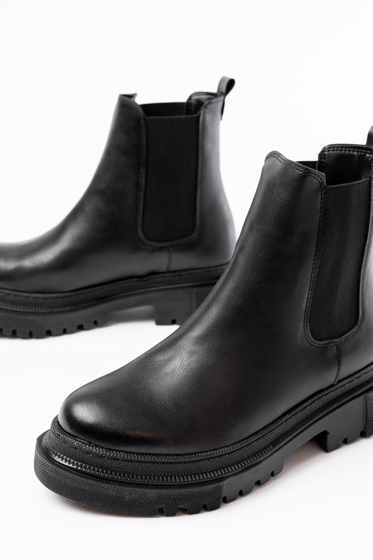 Rasoli Kadın Düz Bot Siyah Mat Deri - ILOVESHOES