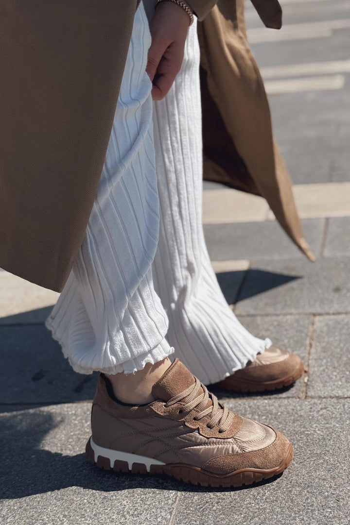 Romine Paraşüt Kumaş Bej Kadın Spor Ayakkabı - ILOVESHOES