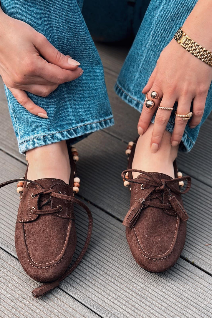 Brion Kadın Oxford Ayakkabı Acıkahve Süet - ILOVESHOES