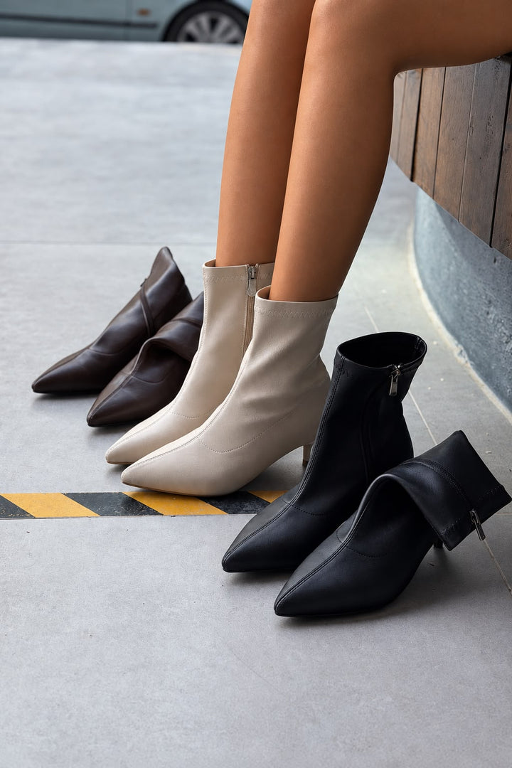 Kyrel Acı Kahve Mat Deri Kadın Streç Bot - ILOVESHOES