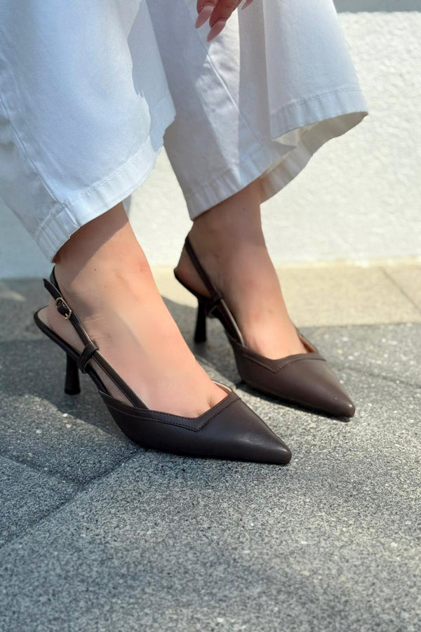 Dayrax Mat Deri Acıkahve Stiletto - ILOVESHOES