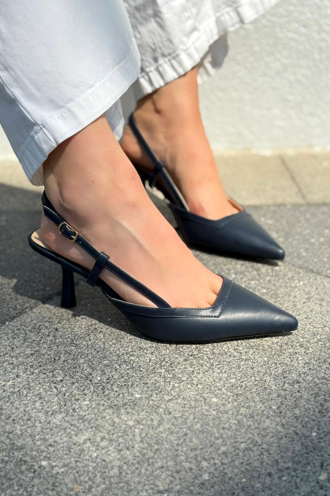 Dayrax Mat Deri Lacivert Stiletto - ILOVESHOES