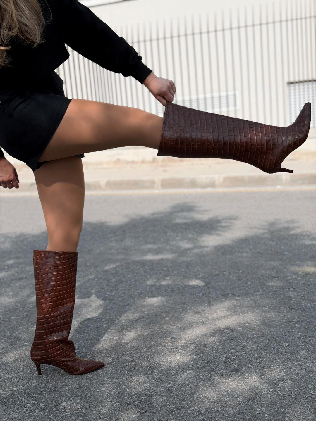 Gwen Desenli Kadın Çizme Taba - ILOVESHOES