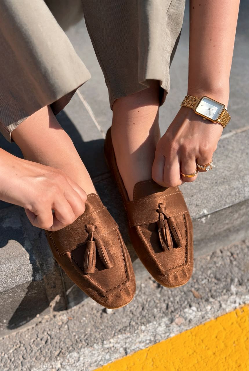 Olena Kahverengi Süet Kadın Loafer - ILOVESHOES