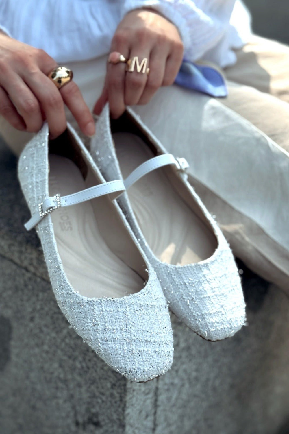 Edwons Tüvit Desenli Kadın Babet Beyaz - ILOVESHOES