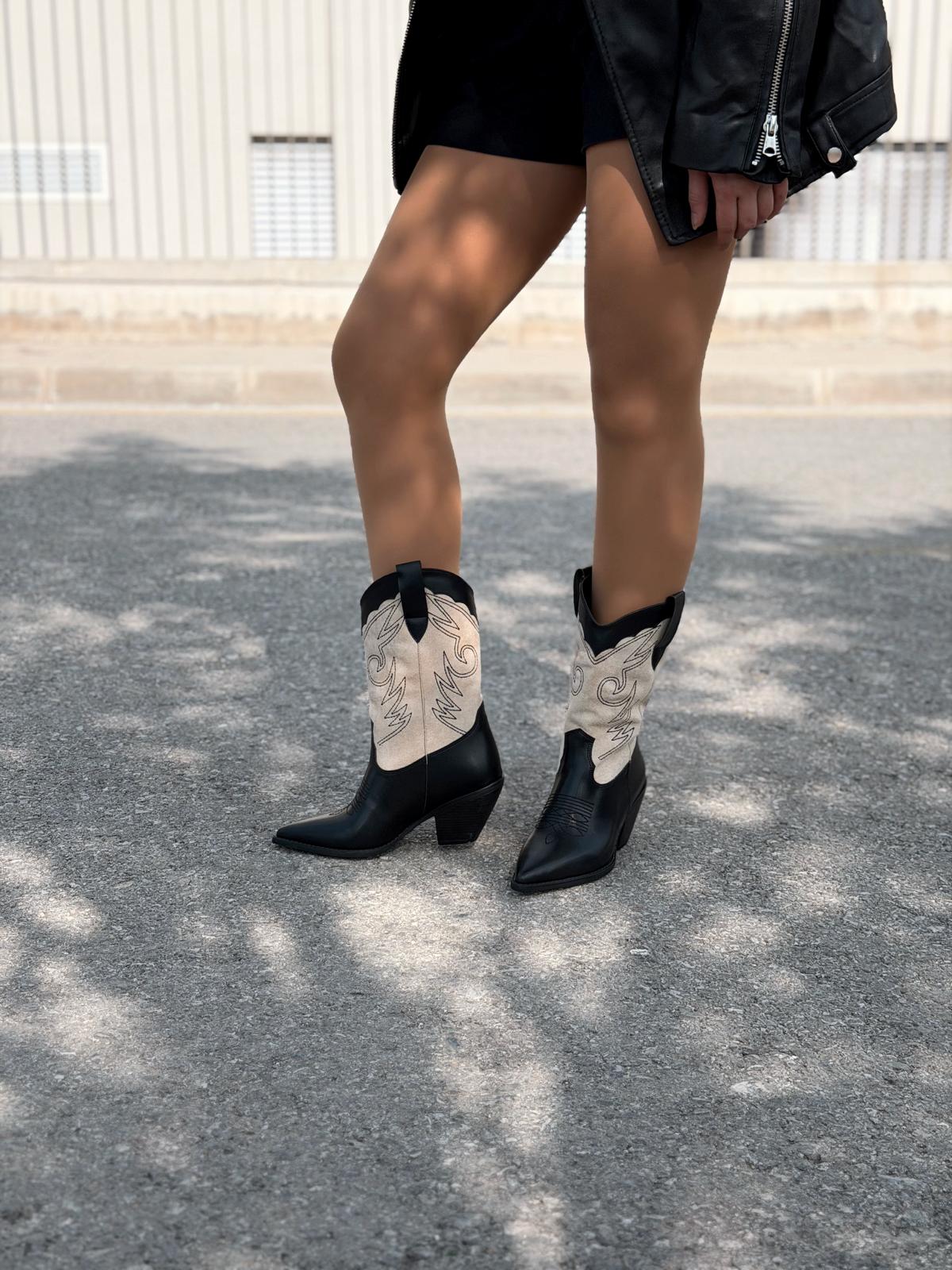 Marnel Kadın Kovboy Çizme Bej Nakışlı - ILOVESHOES