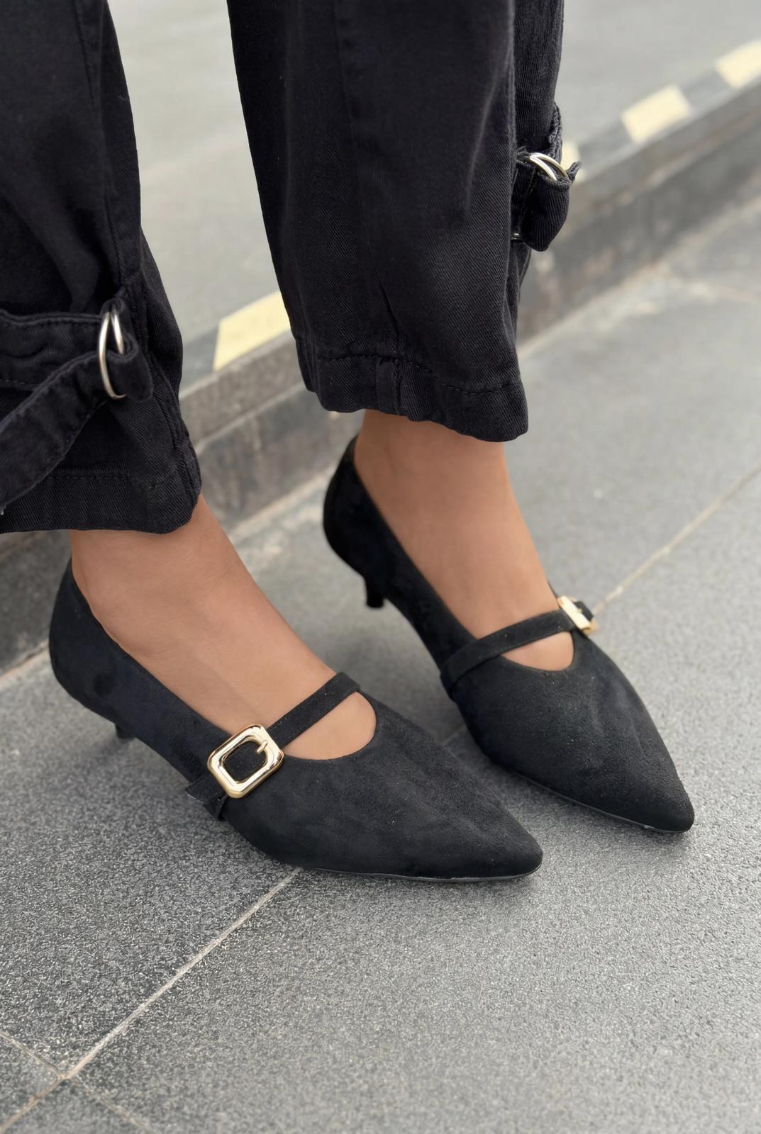 Karden Stiletto Siyah Süet - ILOVESHOES
