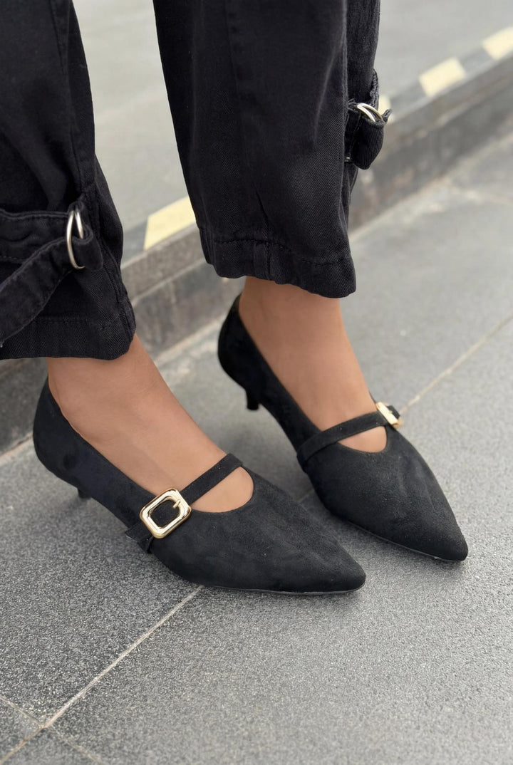 Karden Stiletto Siyah Süet - ILOVESHOES