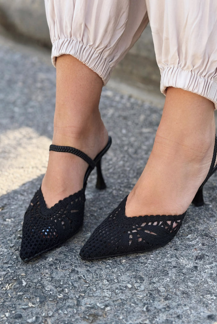 Brina Siyah Dantel Kadın Stiletto