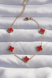 ILS - 1023 Kadın Baby Boy Bileklik Gold - Kırmızı Çelik Yoncalı - ILOVESHOES