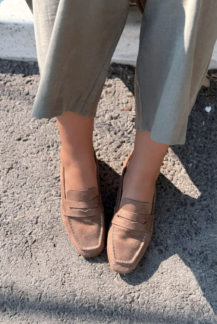 Orvino Vizon Süet Kadın Loafer - ILOVESHOES