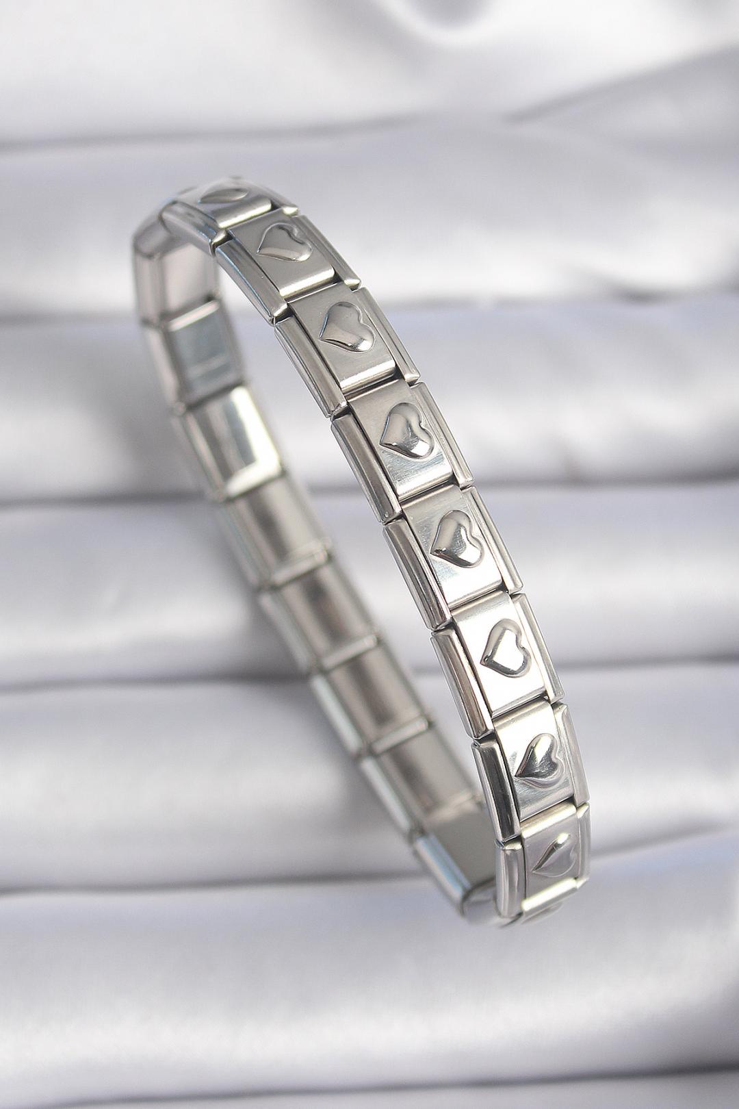 ILS - 1020 Kadın Nomination Charm Bileklik Gümüş Çelik Kalpli - ILOVESHOES