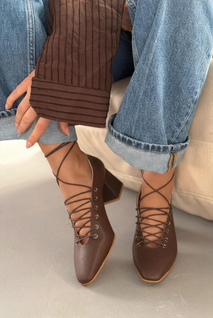 Temora Topuklu Ayakkabı Acıkahve Mat Deri - ILOVESHOES
