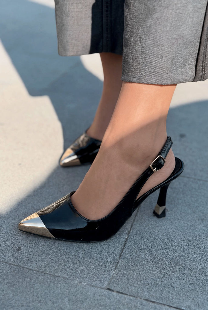 Sarnok Stiletto Siyah Rugan - ILOVESHOES