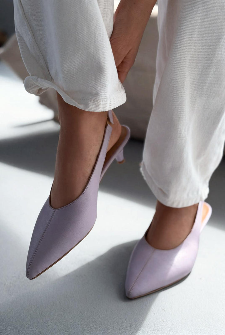Selor Lila Mat Deri Kadın Stiletto - ILOVESHOES