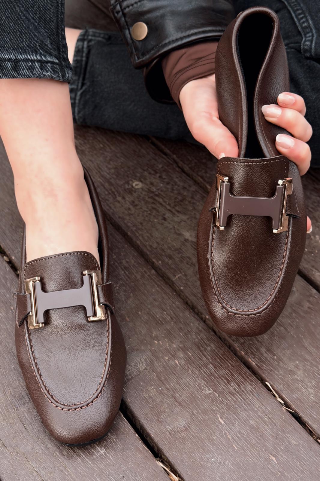Elara Kadın Loafer Acıkahve Mat Deri - ILOVESHOES