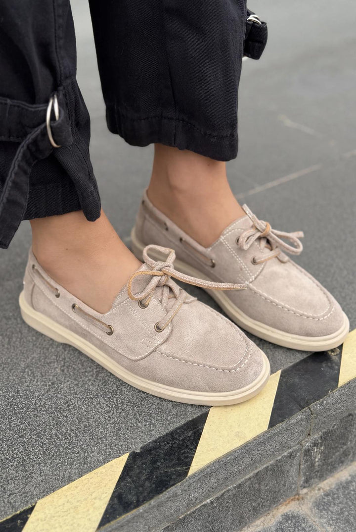Morin Kadın Oxford Ayakkabı Vizon Süet - ILOVESHOES