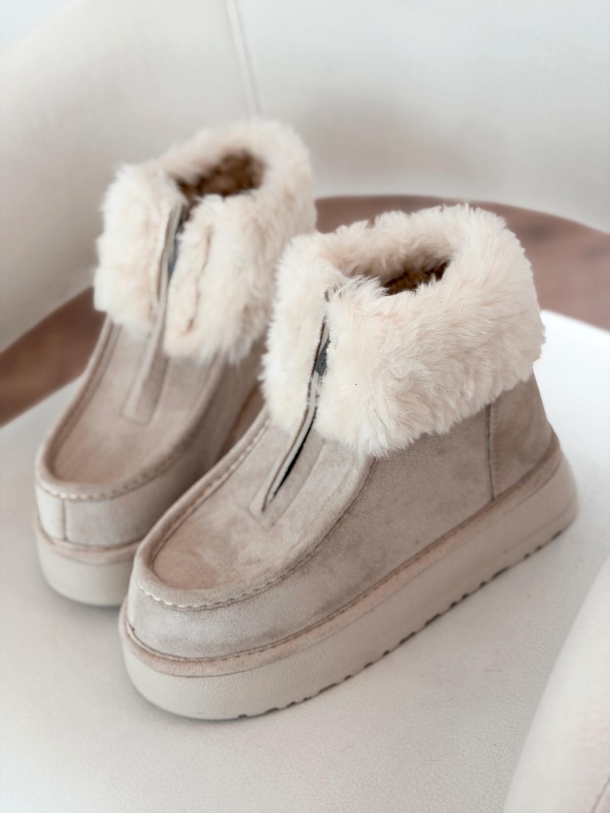 Molira Kadın İçi Tüylü Bot Bej Süet