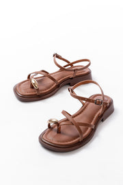 Telina Mat Deri Taba Toka Detaylı Kadın Sandalet - ILOVESHOES