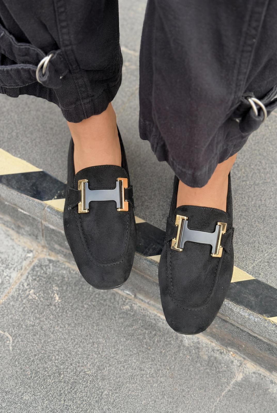 Elara Kadın Loafer Siyah Süet - ILOVESHOES