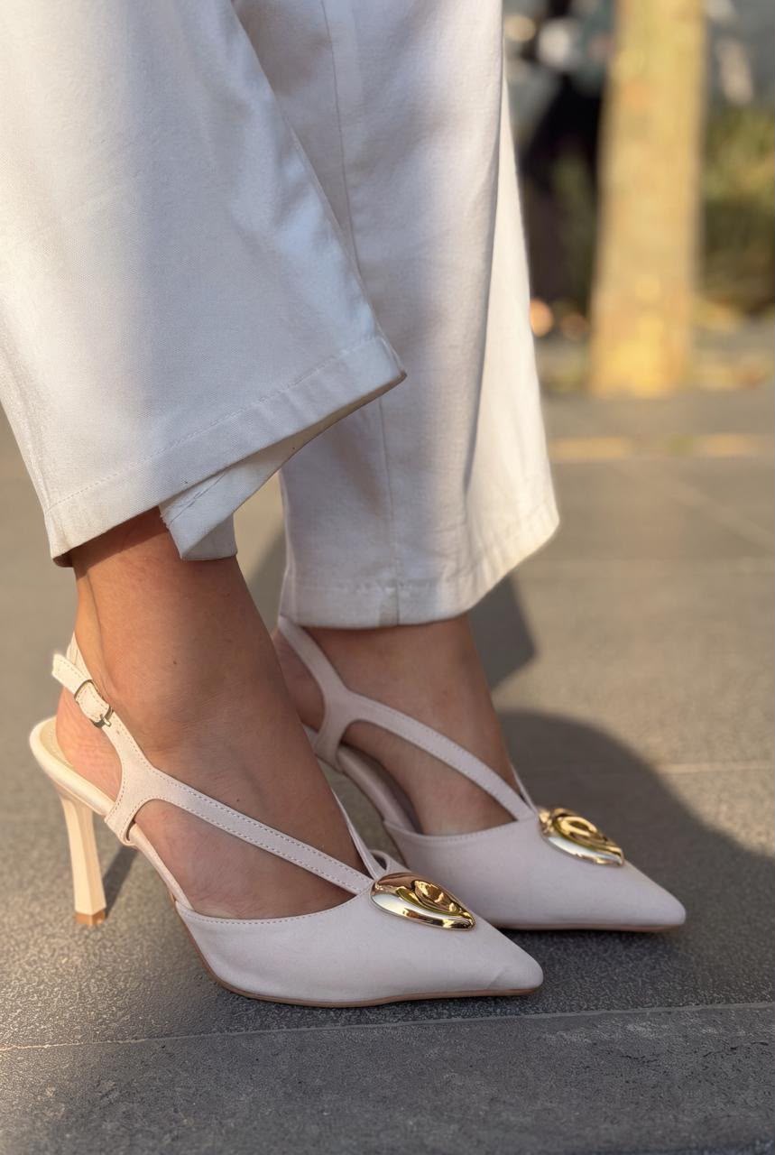 Luvieva Bej Saten Kadın Stiletto