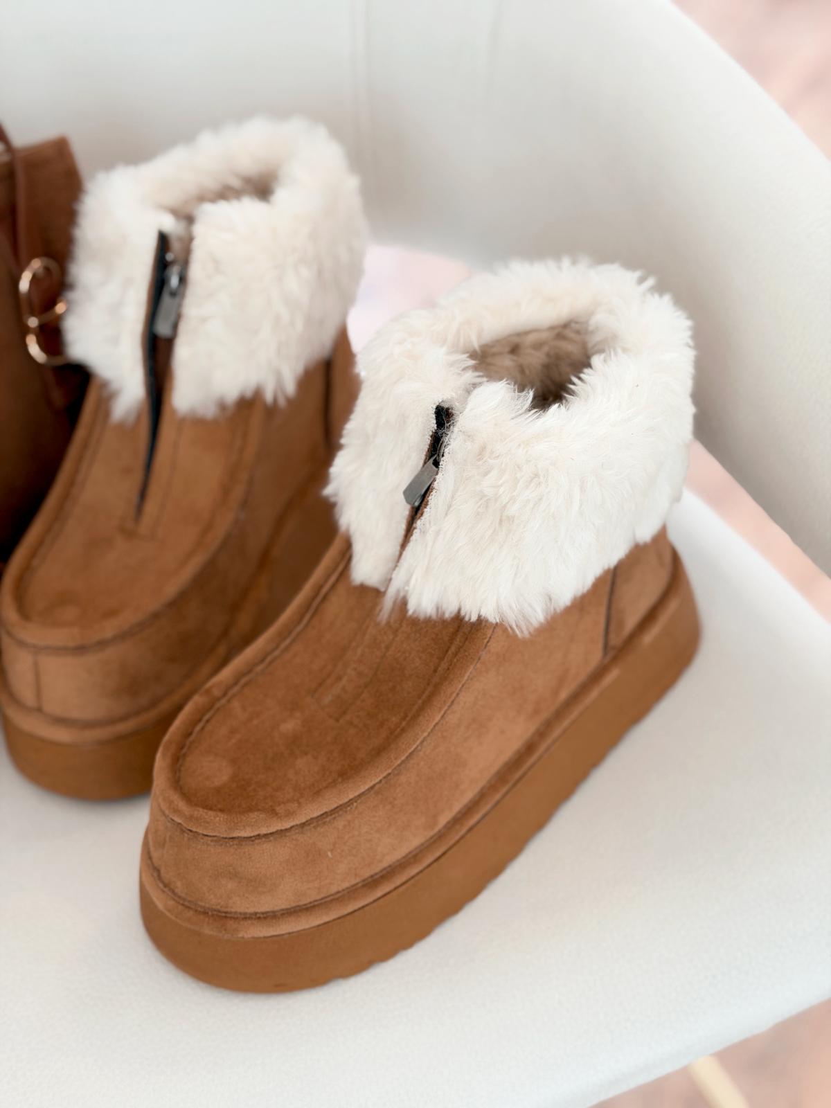 Molira Kadın İçi Tüylü Bot Taba Süet