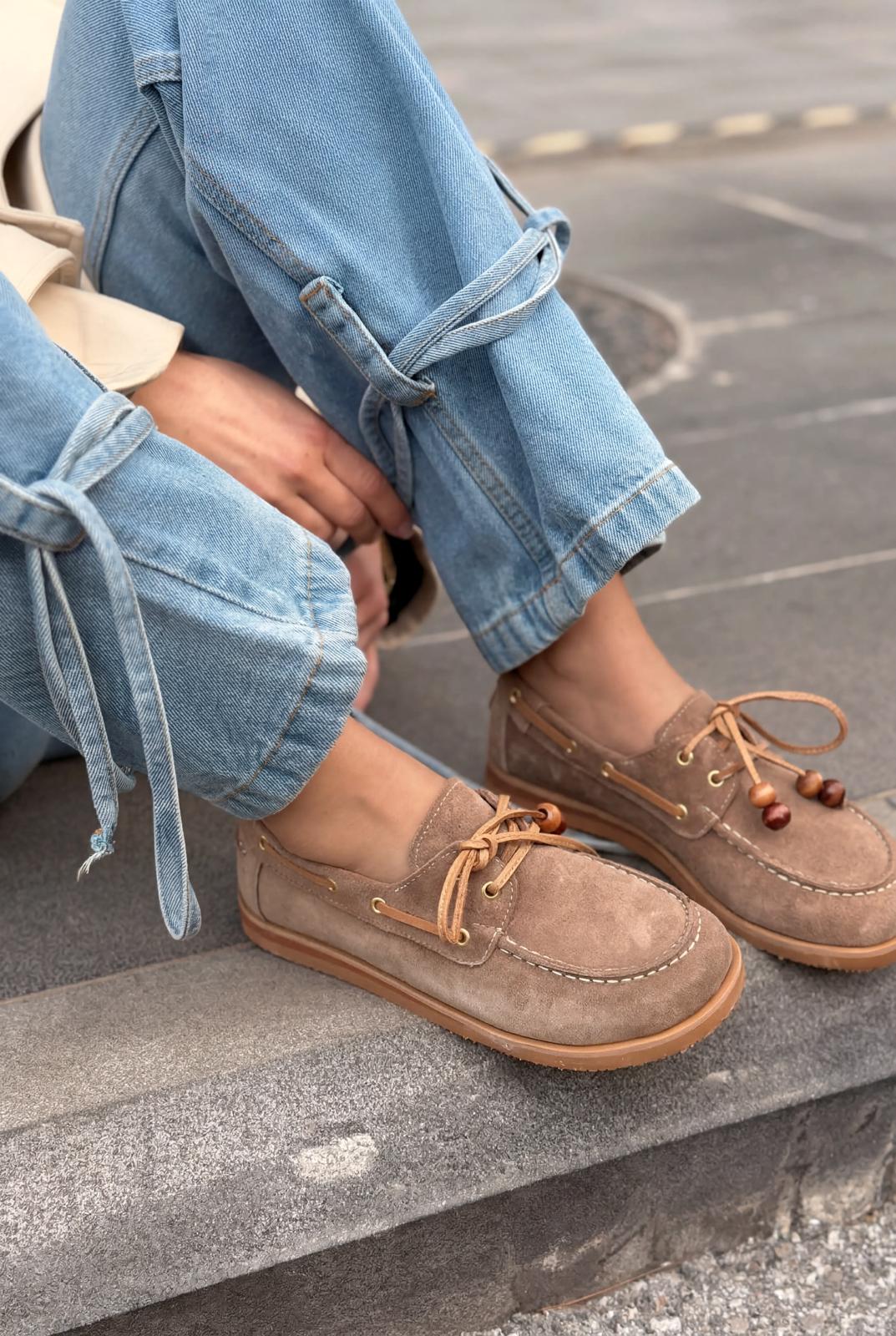 Armon Hakiki Süet Kadın Vizon - ILOVESHOES